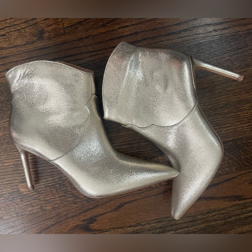 gold stiletto booties